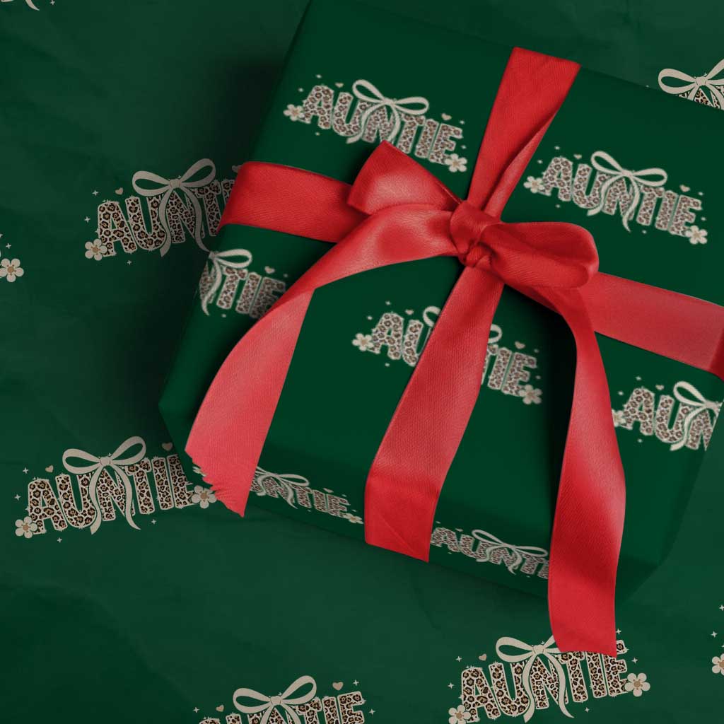 Leopard Auntie Wrapping Paper Roll Coquette Bow Cute Gift For Aunt TS10 Green Print Your Wear