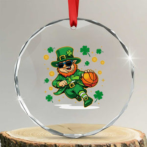 Leprechaun Basketball St Patricks Day Sport Lover Crystal Glass Ornament TS11 Transparent Glass 3'' Circle Print Your Wear