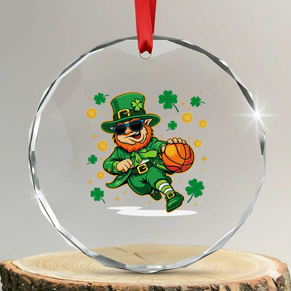 Leprechaun Basketball St Patricks Day Sport Lover Crystal Glass Ornament TS11 Transparent Glass 3'' Circle Print Your Wear