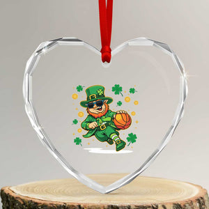 Leprechaun Basketball St Patricks Day Sport Lover Heart Crystal Glass Ornament TS11 Transparent Glass 3'' Heart Print Your Wear