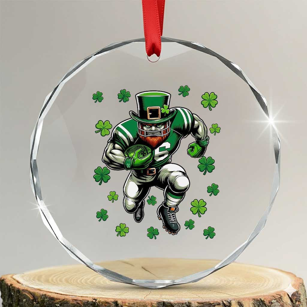 Leprechaun Football Dabbing Pose Crystal Glass Ornament Lucky Irish Gift TS12 Transparent Glass 3'' Circle Print Your Wear