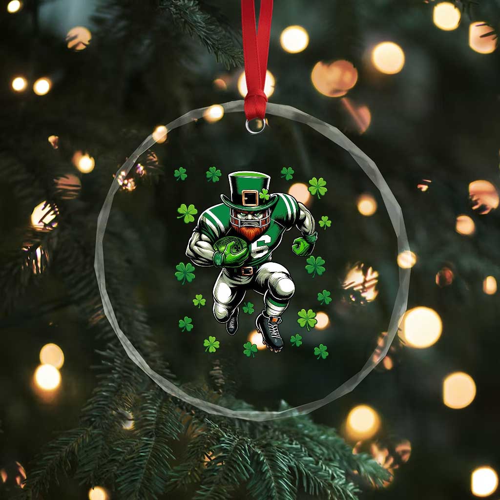 Leprechaun Football Dabbing Pose Crystal Glass Ornament Lucky Irish Gift TS12 Print Your Wear