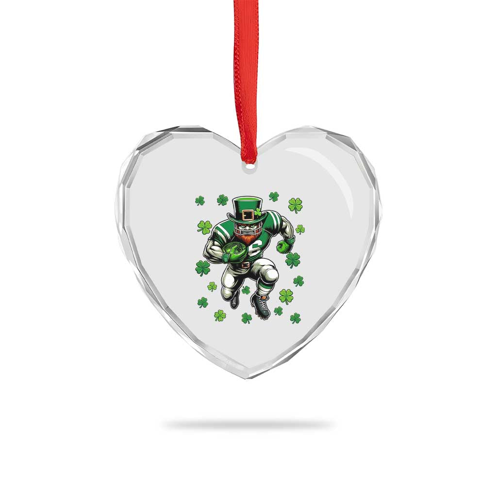 Leprechaun Football Dabbing Pose Heart Crystal Glass Ornament Lucky Irish Gift TS12 Print Your Wear