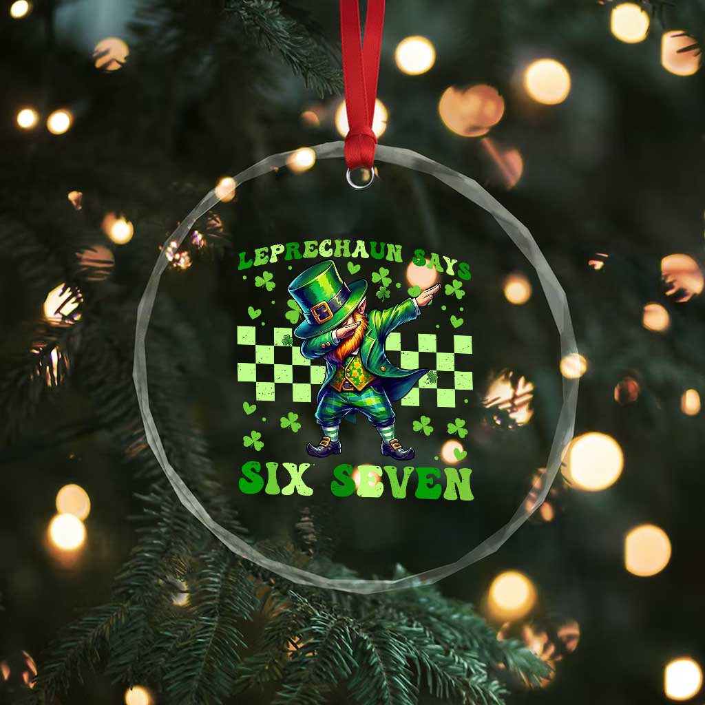 Leprechaun Six Seven Meme Crystal Glass Ornament Funny St Patricks Day Gift TS12 Print Your Wear