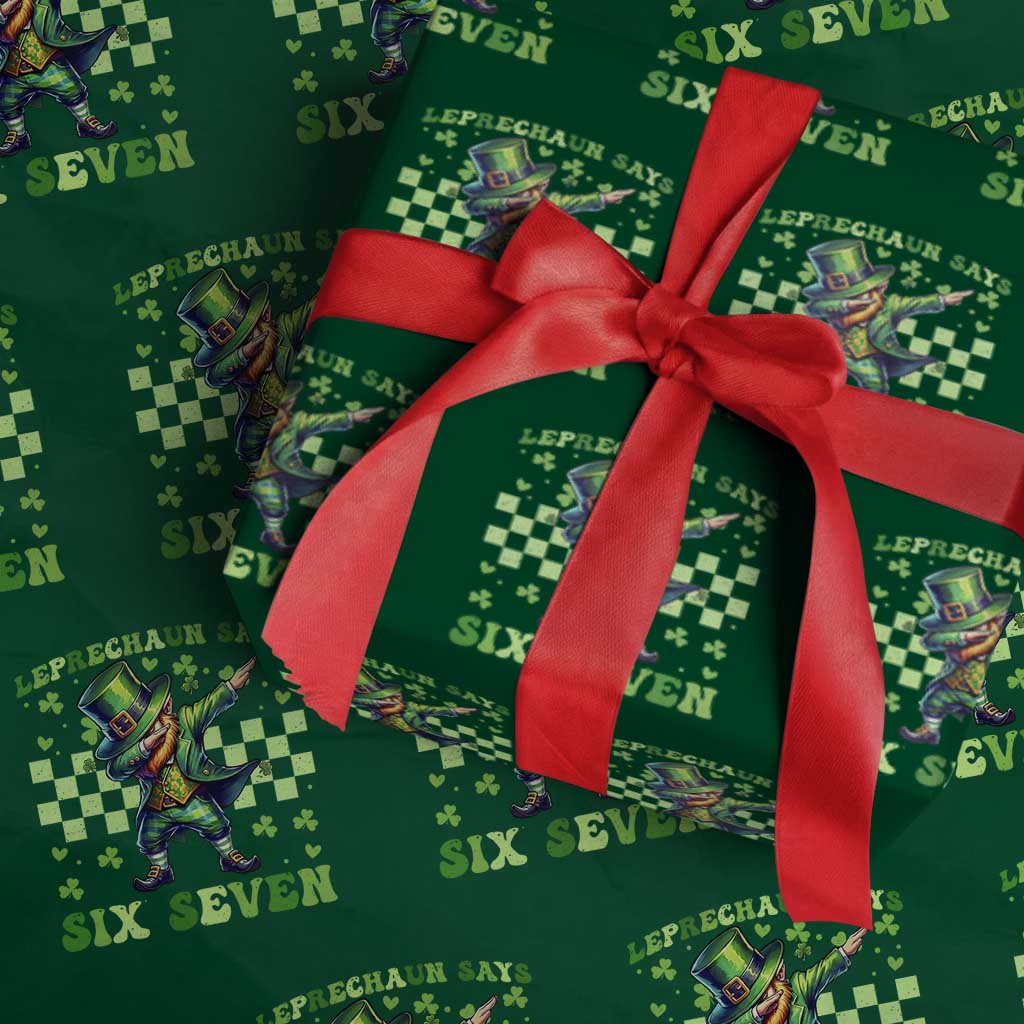 Leprechaun Six Seven Meme Wrapping Paper Roll Funny St Patricks Day Gift TS12 Green Print Your Wear
