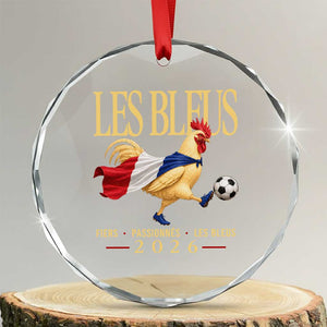 Les Bleus 2026 France Soccer Crystal Glass Ornament Rooster Wearing French Flag Patriotic Football Fan Graphic