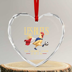 Les Bleus 2026 France Soccer Heart Crystal Glass Ornament Rooster Wearing French Flag Patriotic Football Fan Graphic TS10 Transparent Glass 3'' Heart Print Your Wear