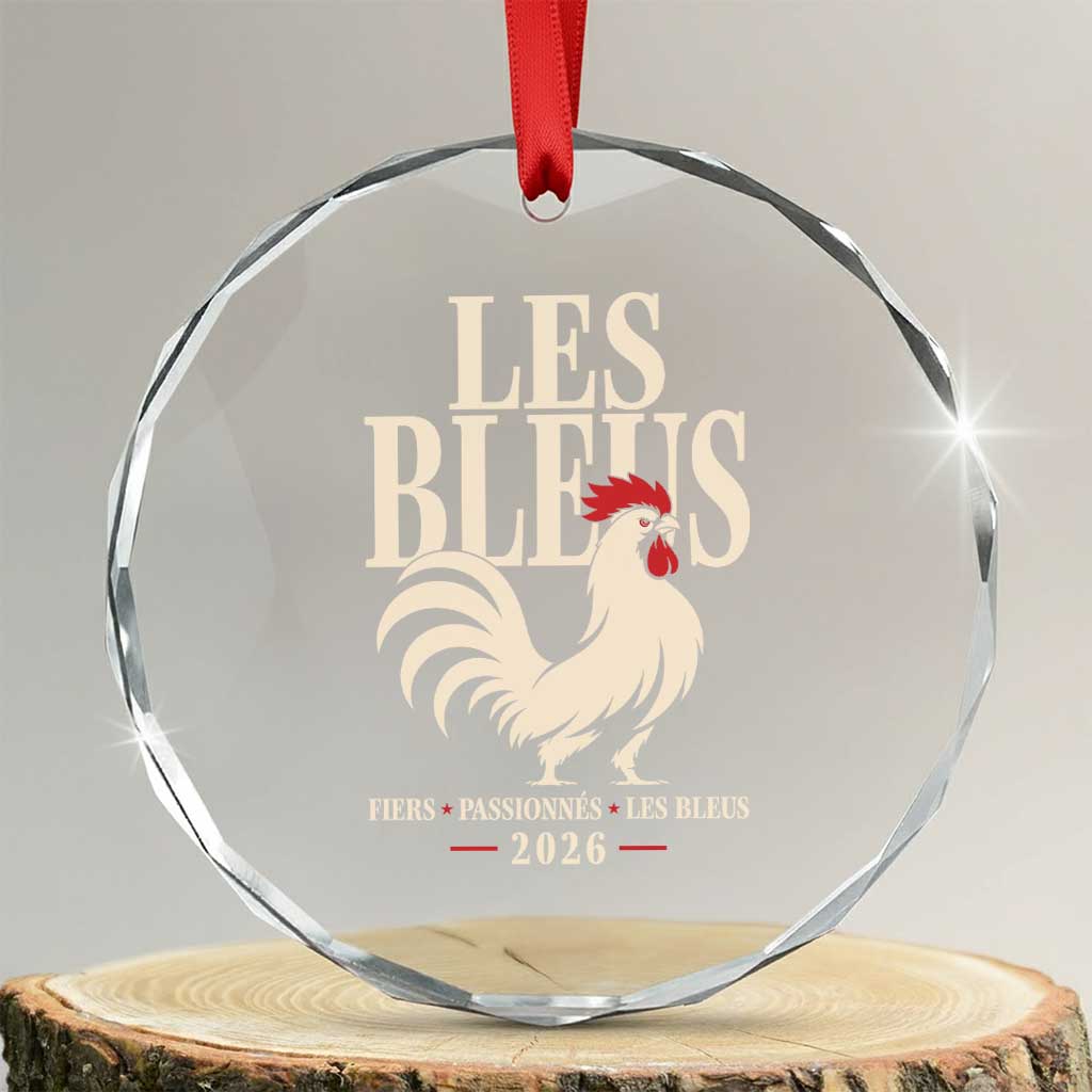Les Bleus France Soccer Retro Rooster Graphic Crystal Glass Ornament Proud Passionate French Pride Vintage Football Fans Gear TS02 Transparent Glass 3'' Circle Print Your Wear