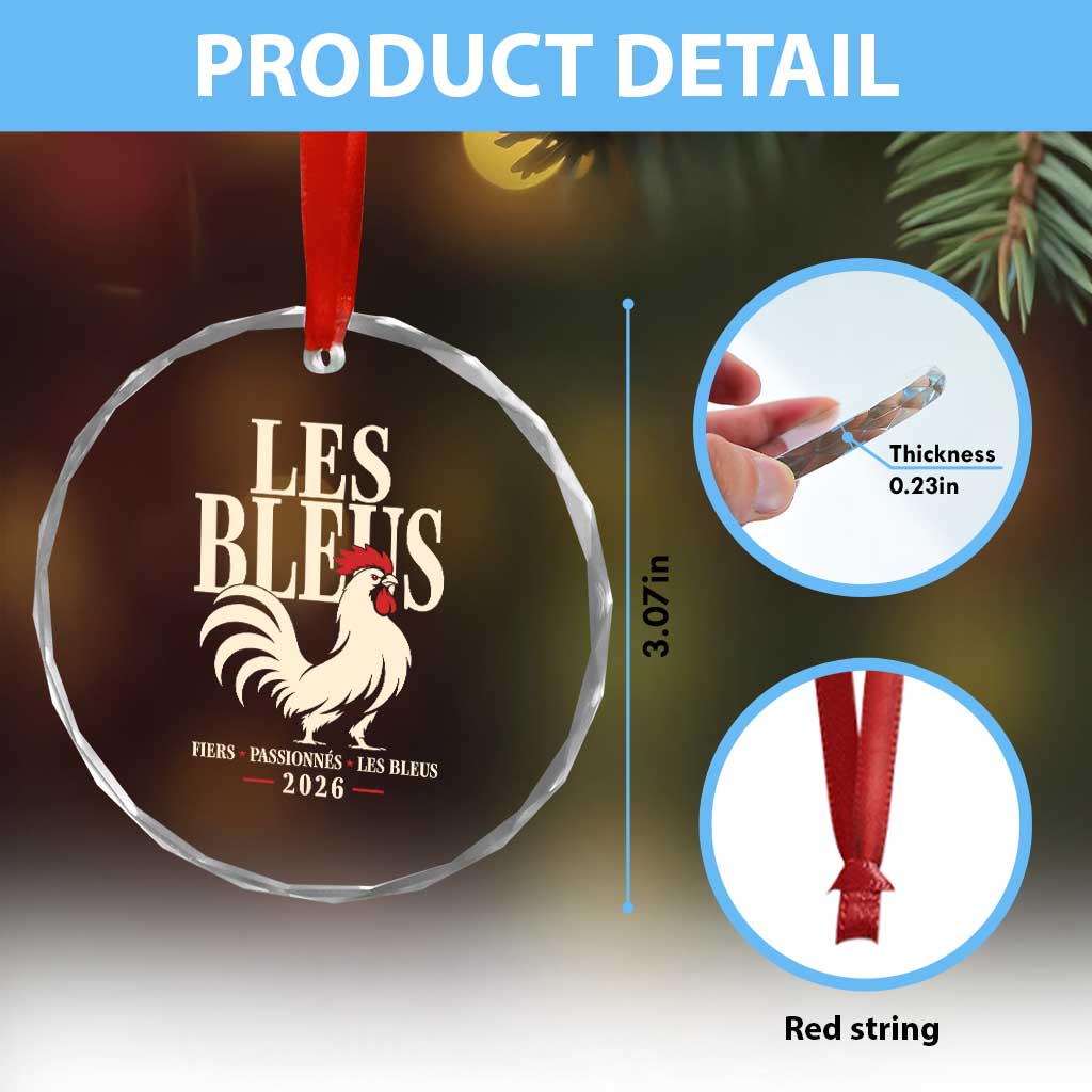 Les Bleus France Soccer Retro Rooster Graphic Crystal Glass Ornament Proud Passionate French Pride Vintage Football Fans Gear TS02 Print Your Wear