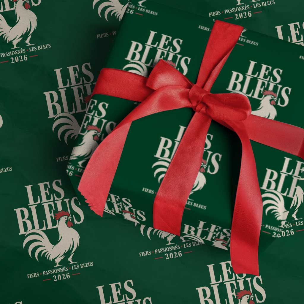 Les Bleus France Soccer Retro Rooster Graphic Wrapping Paper Roll Proud Passionate French Pride Vintage Football Fans Gear TS02 Green Print Your Wear