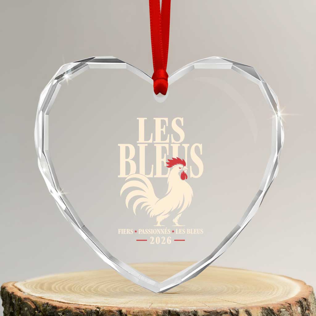 Les Bleus France Soccer Retro Rooster Graphic Heart Crystal Glass Ornament Proud Passionate French Pride Vintage Football Fans Gear TS02 Transparent Glass 3'' Heart Print Your Wear