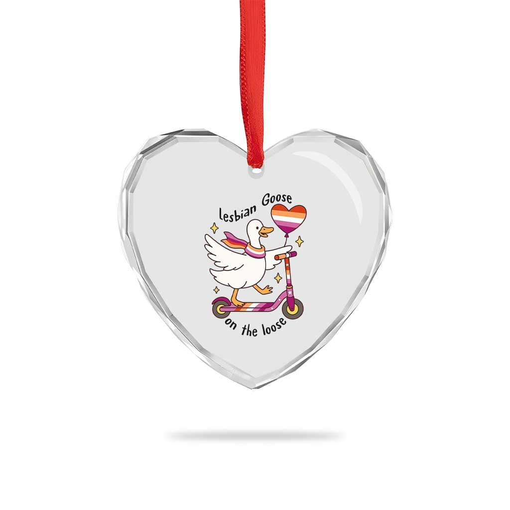Lesbian Goose On The Loose Heart Crystal Glass Ornament Funny LGBTQ Animal Pride Gift TS12 Print Your Wear