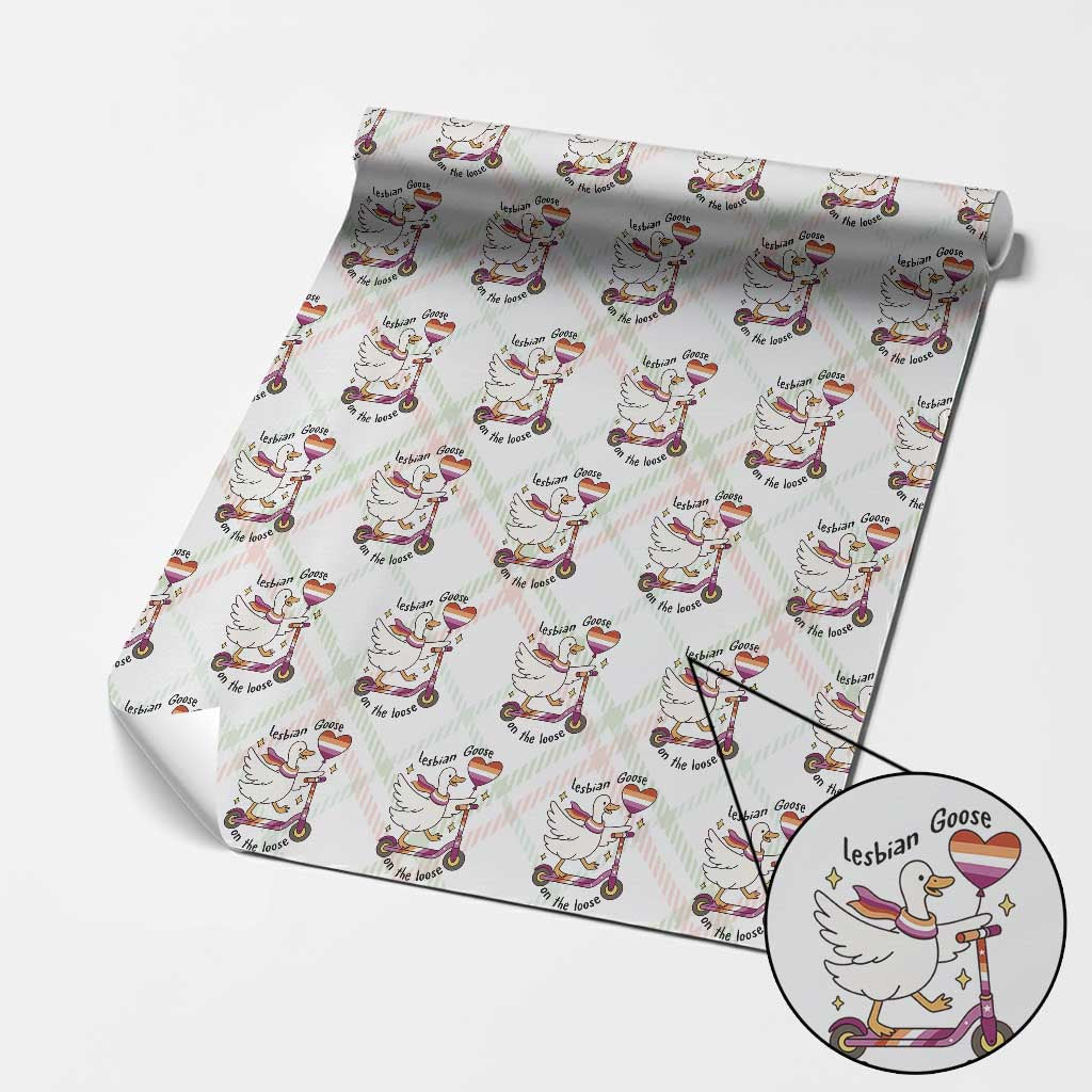 Lesbian Goose On The Loose Wrapping Paper Roll Funny LGBTQ Animal Pride Gift
