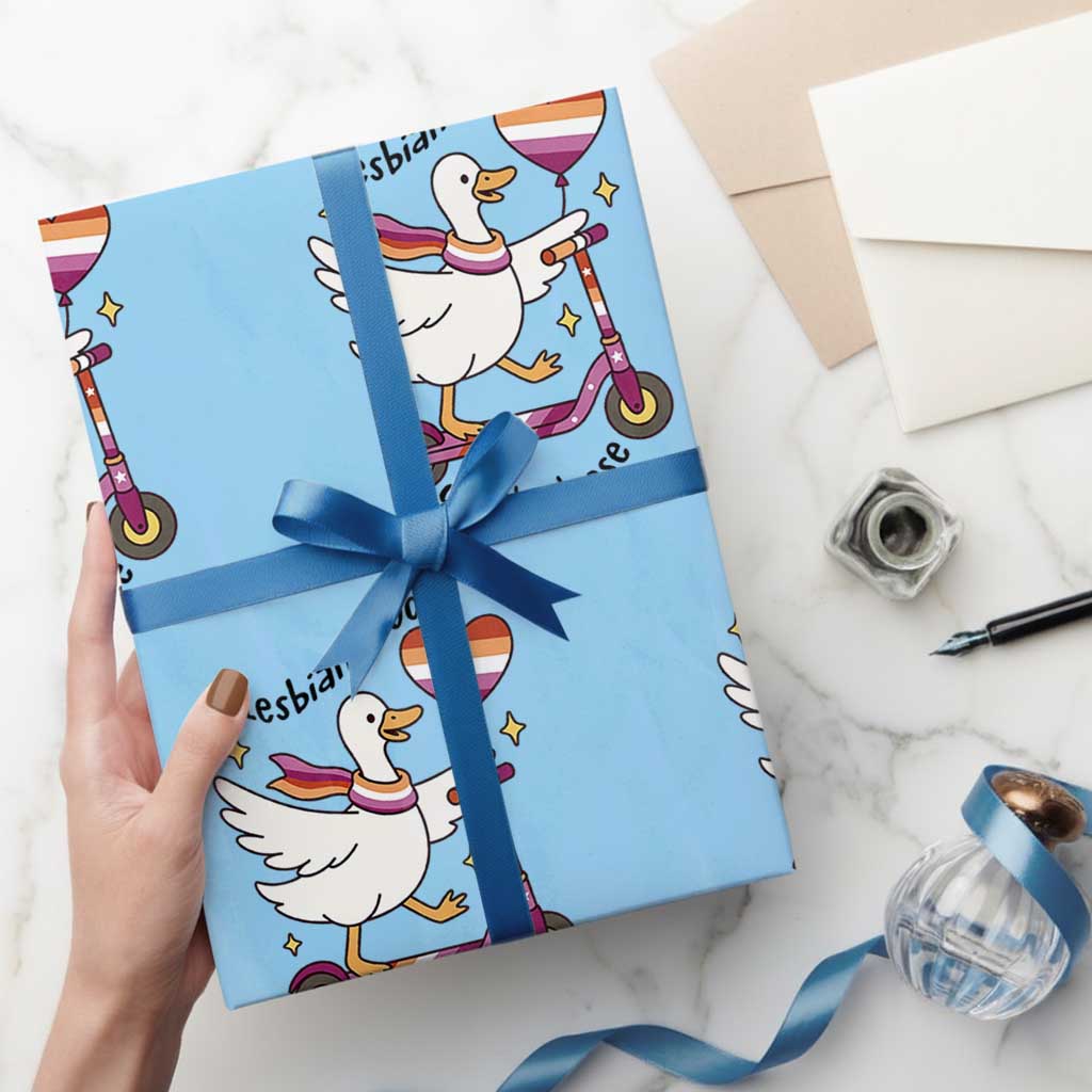 Lesbian Goose On The Loose Wrapping Paper Roll Funny LGBTQ Animal Pride Gift