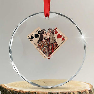 Lesbian Pride Crystal Glass Ornament Vintage Kissing Cards Sapphic Art TS10 Transparent Glass 3'' Circle Print Your Wear