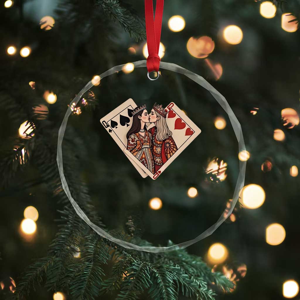 Lesbian Pride Crystal Glass Ornament Vintage Kissing Cards Sapphic Art TS10 Print Your Wear