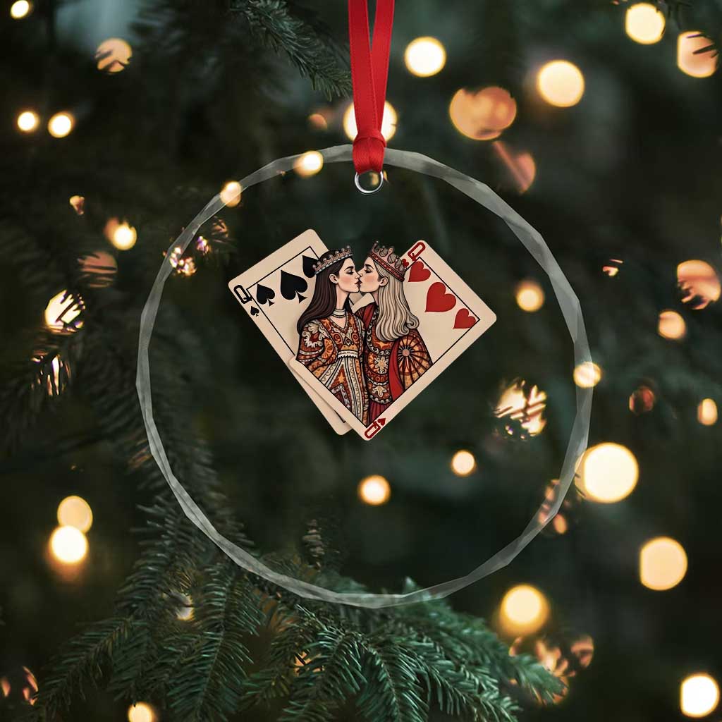 Lesbian Pride Crystal Glass Ornament Vintage Kissing Cards Sapphic Art TS10 Print Your Wear