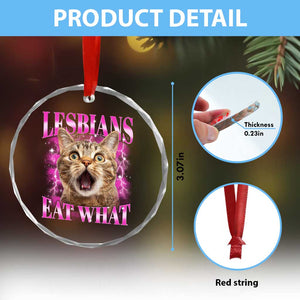 Lesbians Eat What Crystal Glass Ornament Funny Cat Gay Pride LGBTQ Pun TS10 Print Your Wear
