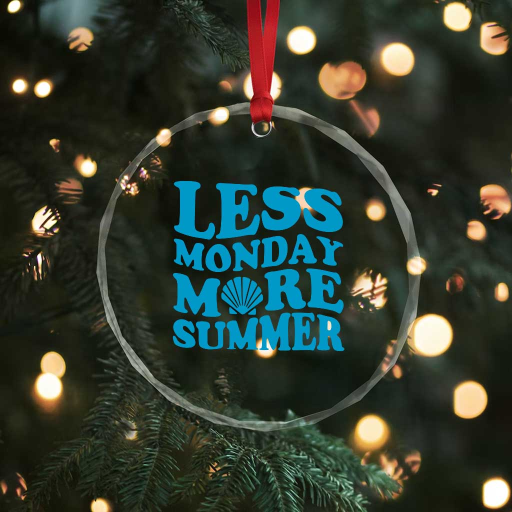 Less Monday More Summer Crystal Glass Ornament Retro Beach Seashell Graphic