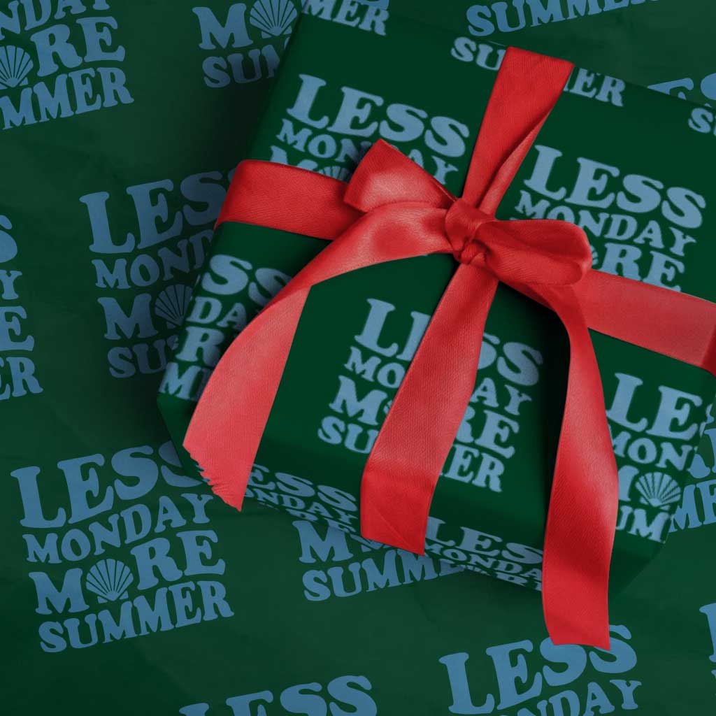 Less Monday More Summer Wrapping Paper Roll Retro Beach Seashell Graphic TS12 Green Print Your Wear
