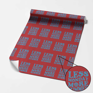 Less Monday More Summer Wrapping Paper Roll Retro Beach Seashell Graphic