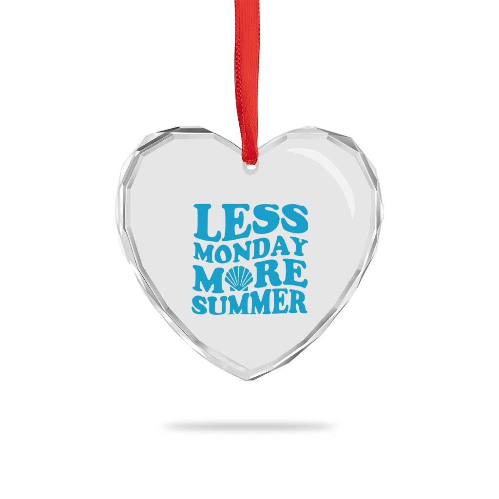 Less Monday More Summer Heart Crystal Glass Ornament Retro Beach Seashell Graphic