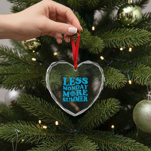 Less Monday More Summer Heart Crystal Glass Ornament Retro Beach Seashell Graphic