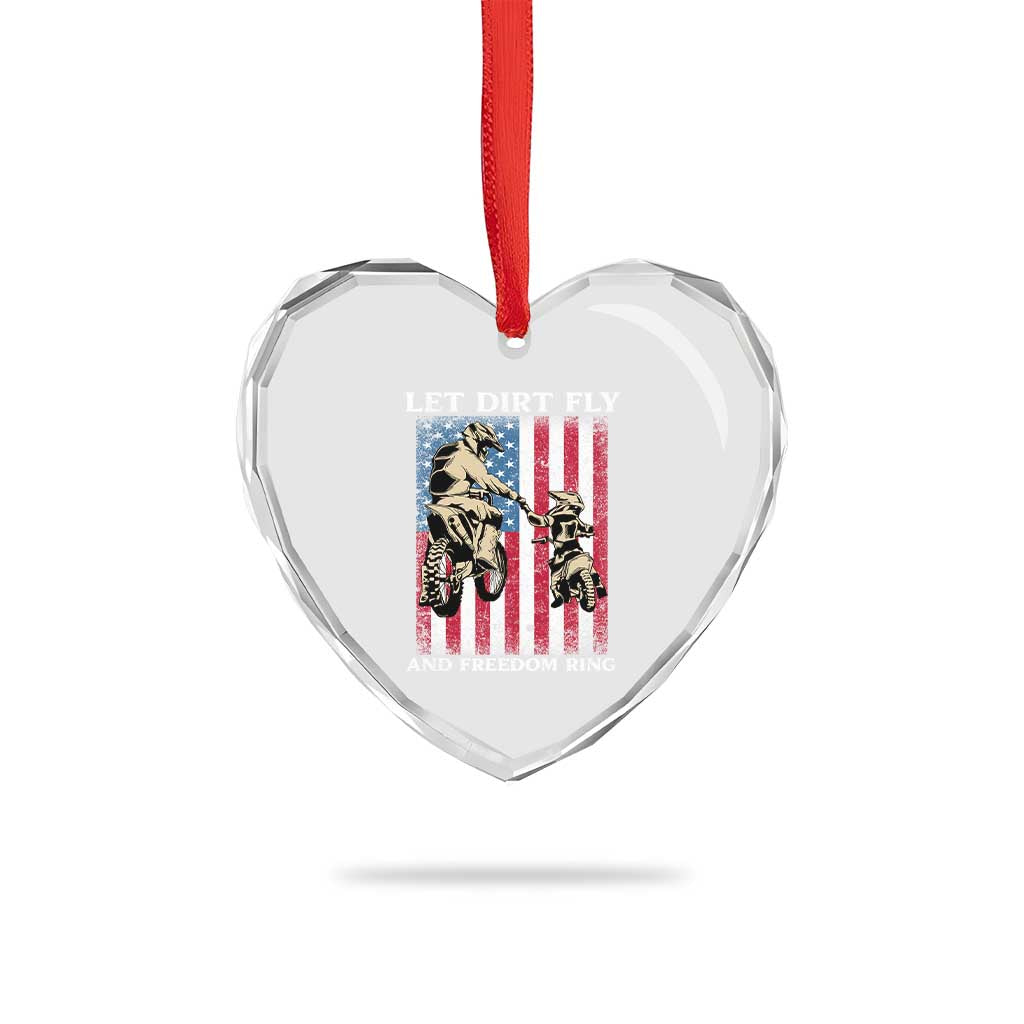 Let Dirt Fly And Freedom Ring Heart Crystal Glass Ornament 4th of July Dirt Bike American Flag TS14 Print Your Wear