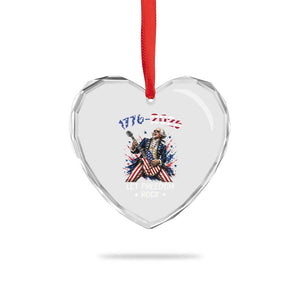 Let Freedom Rock George Washington Rock Star Heart Crystal Glass Ornament Funny Electric Guitar Player American Flag Suit 1776 to 2026 Semiquincentennial