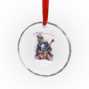 Let Freedom Rock Uncle Sam Rock Star Crystal Glass Ornament Funny Electric Guitar Player American Flag Suit 1776 to 2026 Semiquincentennial