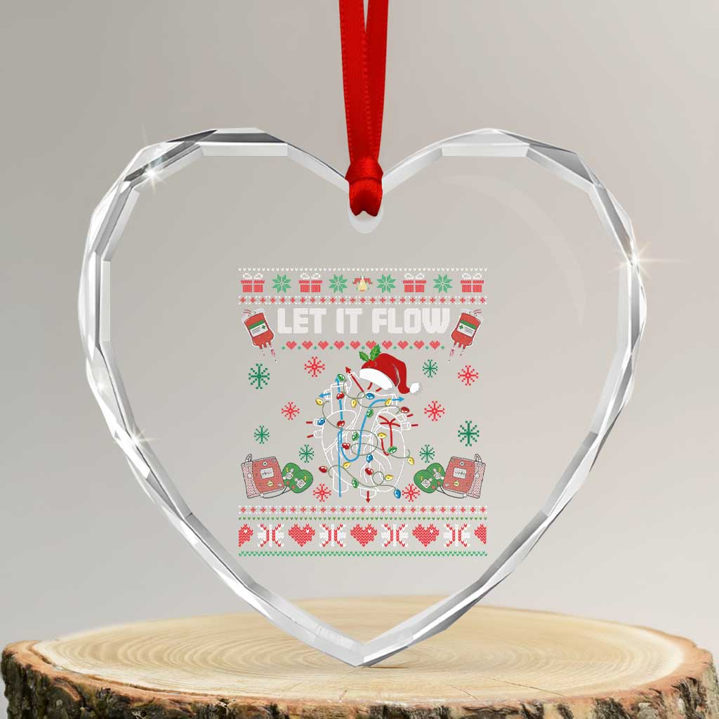 Let It Flow Christmas Heart Crystal Glass Ornament Anatomy Heart Cardiac Nurse Santa Xmas TS14 Transparent Glass 3'' Heart Print Your Wear