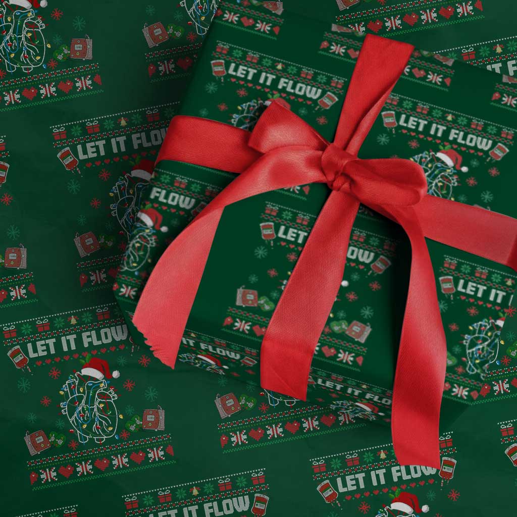 Let It Flow Christmas Wrapping Paper Roll Anatomy Heart Cardiac Nurse Santa Xmas TS14 Green Print Your Wear