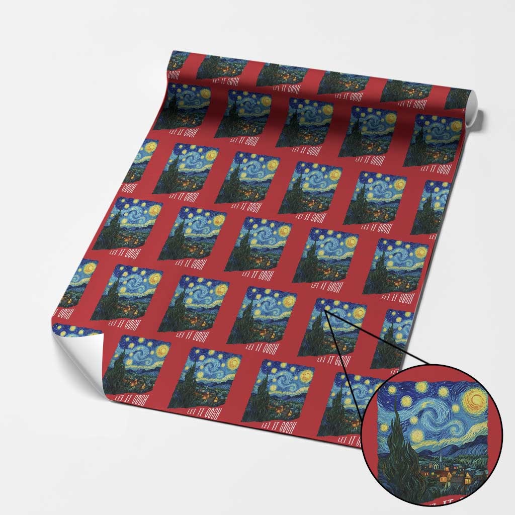 Let It Gogh Funny Vincent Van Gogh Wrapping Paper Roll Starry Night Design Art Lover TS11 Red Print Your Wear