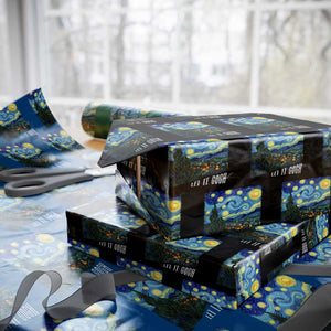 Let It Gogh Funny Vincent Van Gogh Wrapping Paper Roll Starry Night Design Art Lover TS11 Black Print Your Wear