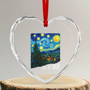 Let It Gogh Funny Vincent Van Gogh Heart Crystal Glass Ornament Starry Night Design Art Lover TS11 Transparent Glass 3'' Heart Print Your Wear