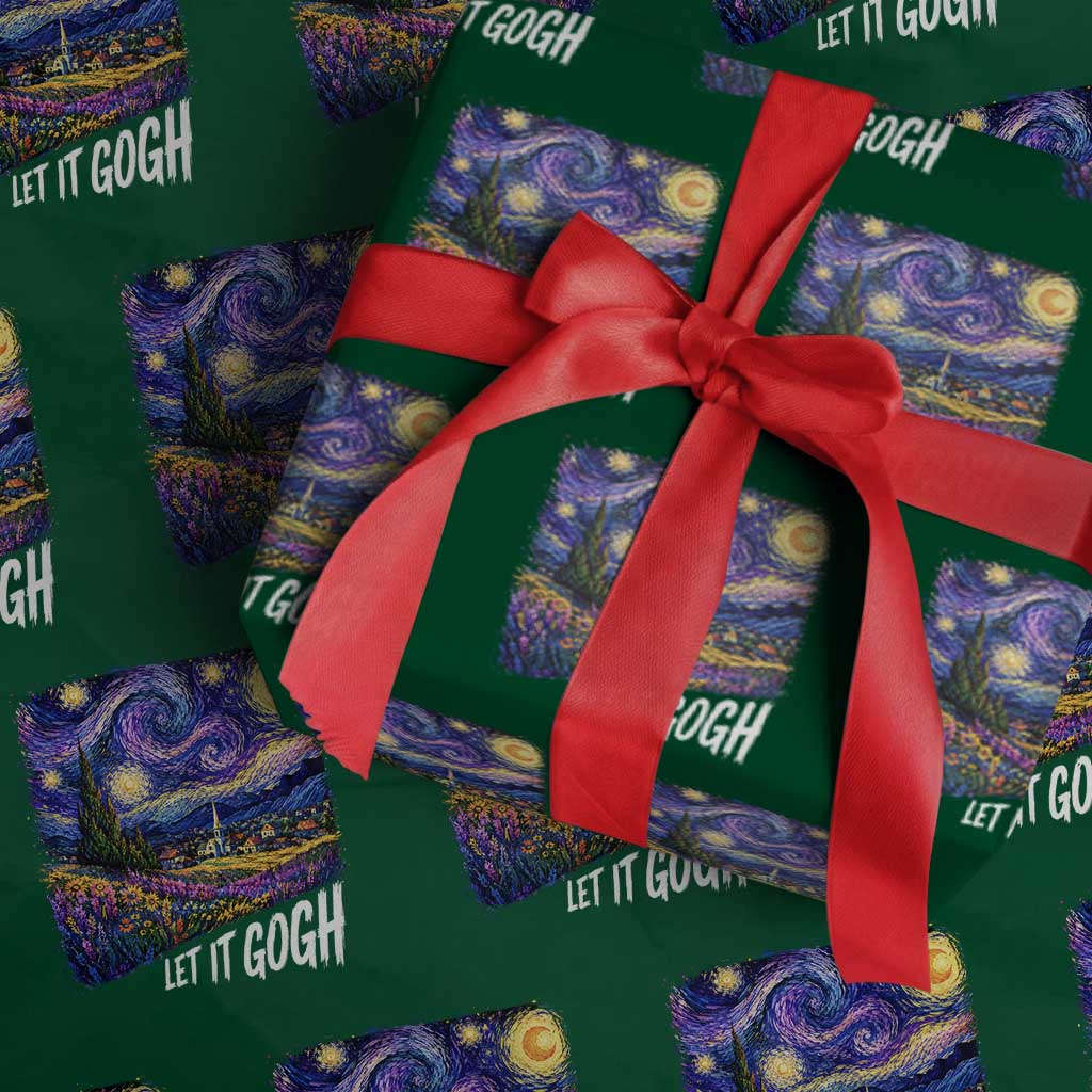 Let it Gogh Funny Vincent Van Gogh Starry Night Wrapping Paper Roll TS10 Green Print Your Wear