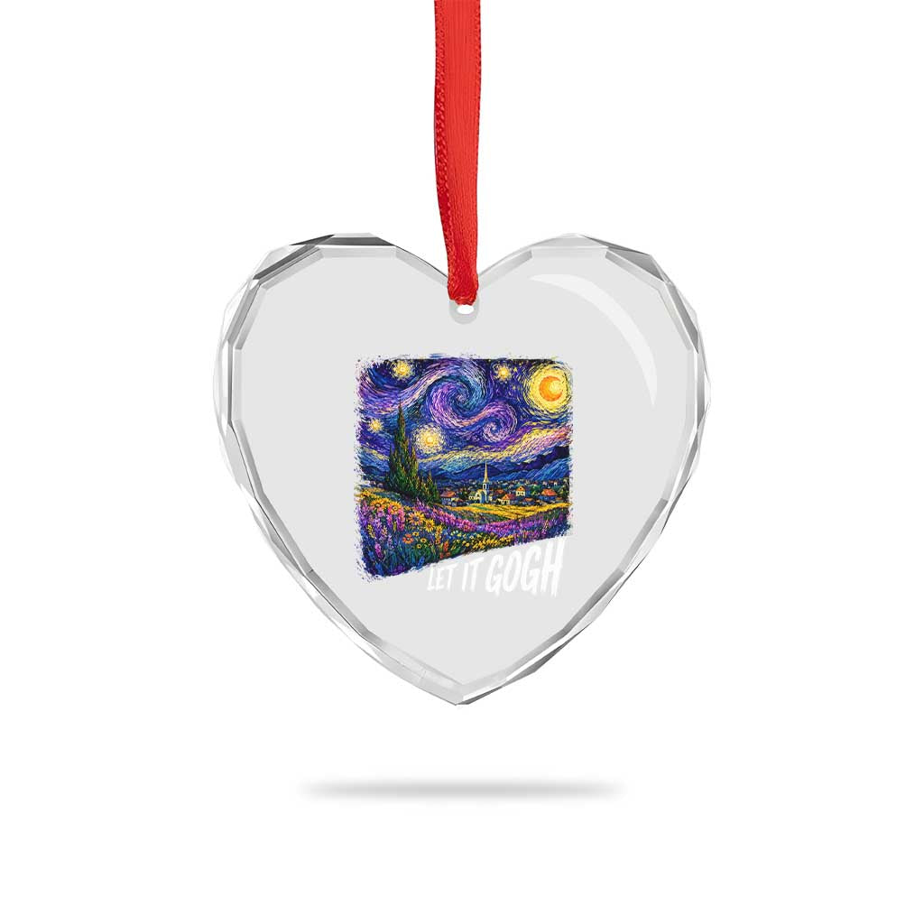 Let it Gogh Funny Vincent Van Gogh Starry Night Heart Crystal Glass Ornament