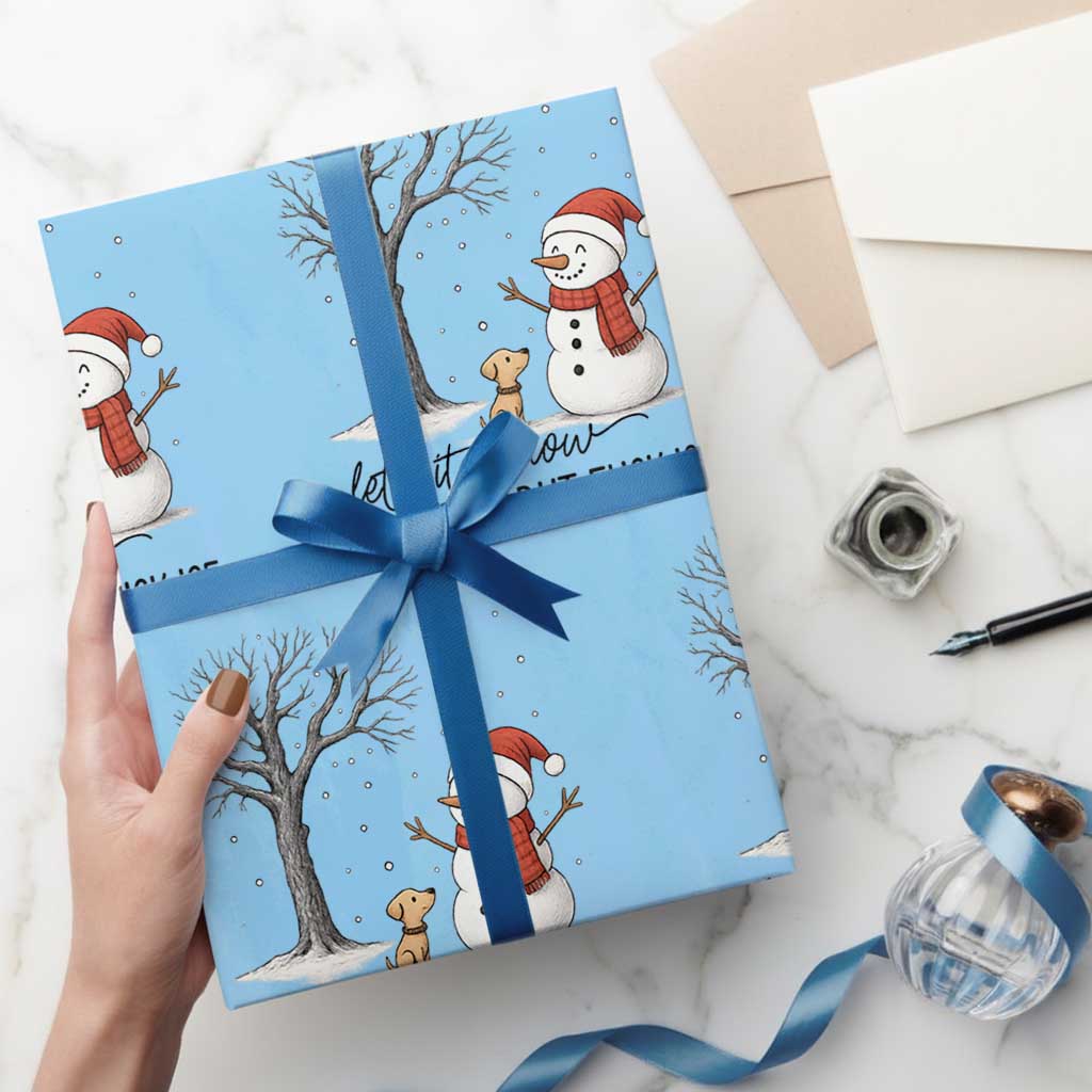 Let It Snow But Fuck Ice Wrapping Paper Roll Funny Snowman Christmas Winter TS10 Light Blue Print Your Wear