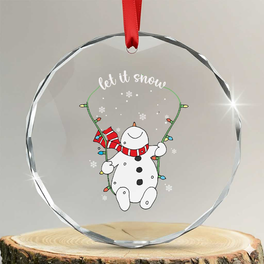 Let It Snow Cute Snowman Xmas Crystal Glass Ornament TS09 Transparent Glass 3'' Circle Print Your Wear