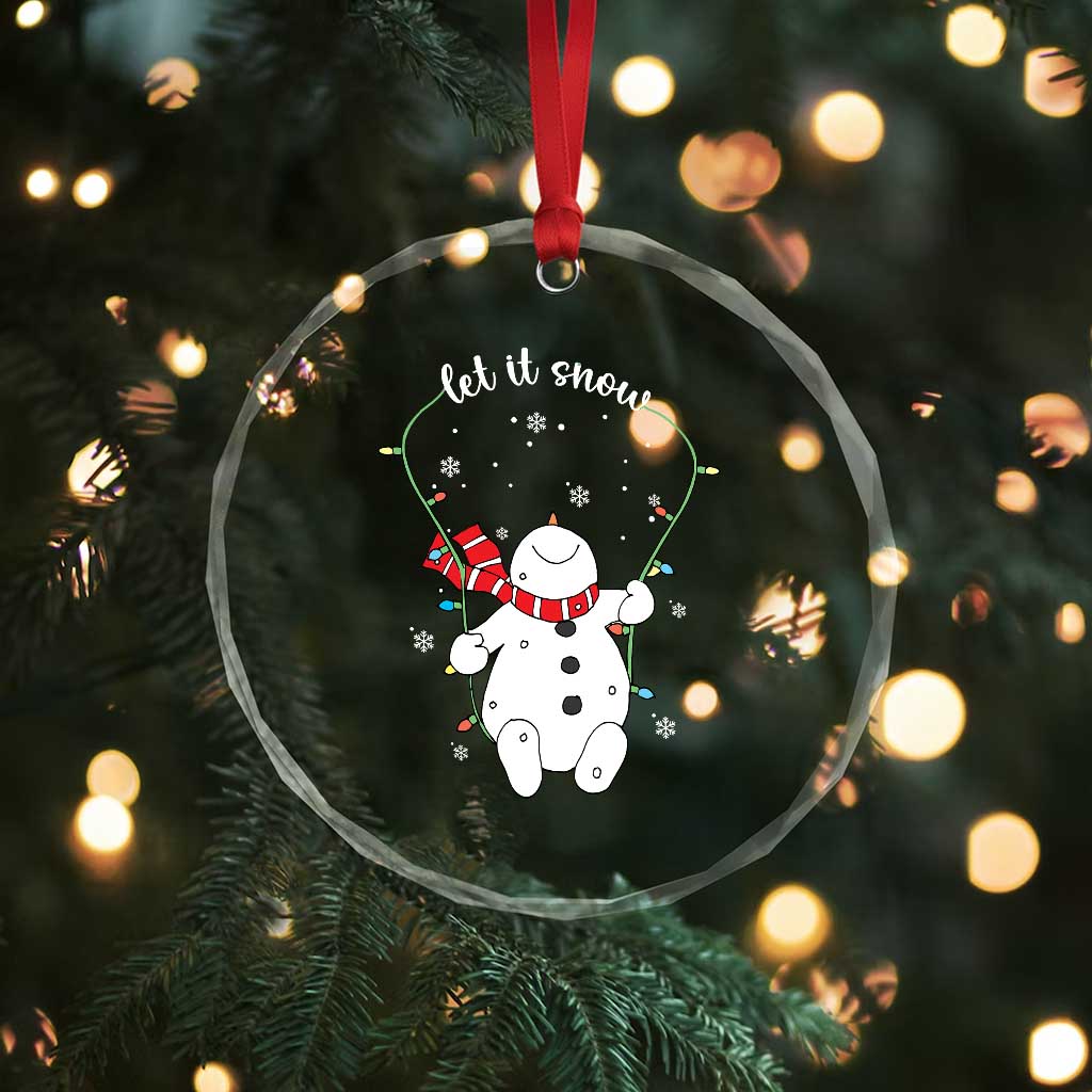 Let It Snow Cute Snowman Xmas Crystal Glass Ornament TS09 Print Your Wear