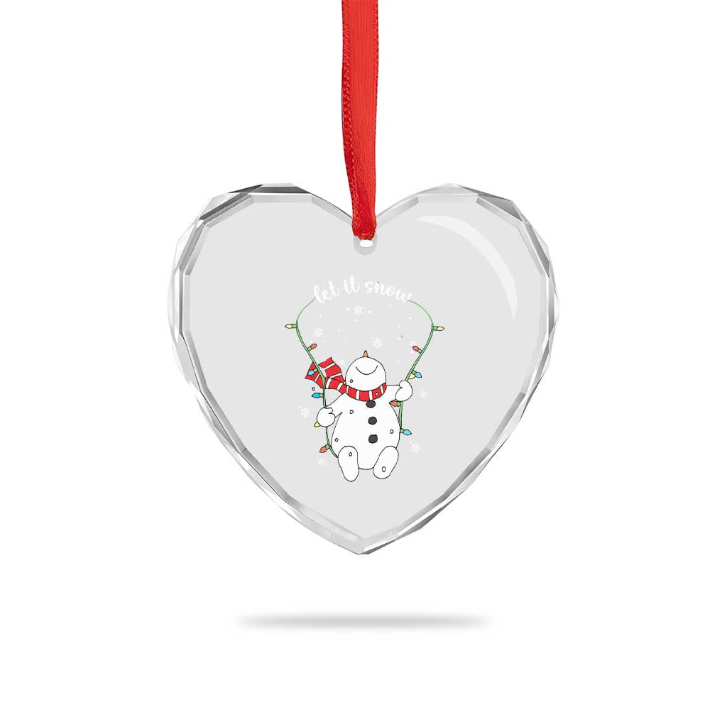 Let It Snow Cute Snowman Xmas Heart Crystal Glass Ornament TS09 Print Your Wear