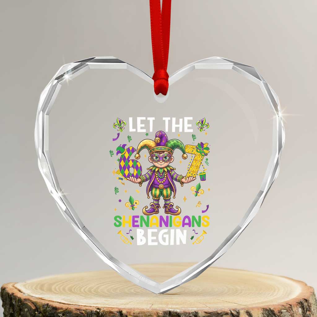 Let The 67 Shenanigans Begin Heart Crystal Glass Ornament Six Seven Meme Mardi Gras TS12 Transparent Glass 3'' Heart Print Your Wear