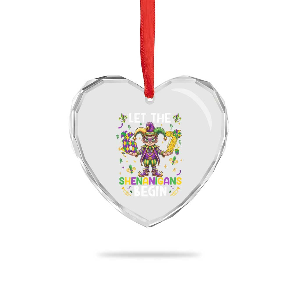 Let The 67 Shenanigans Begin Heart Crystal Glass Ornament Six Seven Meme Mardi Gras TS12 Print Your Wear