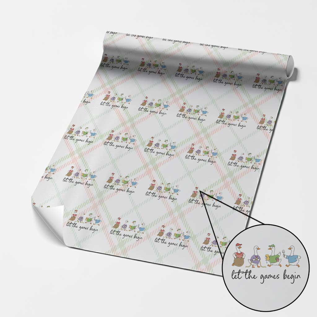 Let the Games Begin Cute Geese Wrapping Paper Roll Field Day Whimsical School Sports TS02 Christmas Plaid Print Your Wear