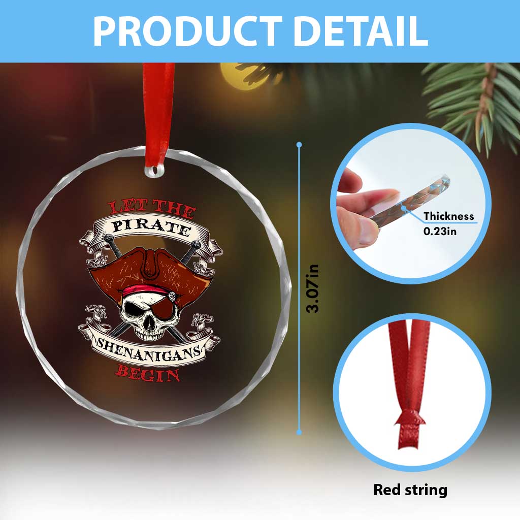 Let The Pirate Shenanigans Begin Crystal Glass Ornament Funny Crossbones Freebooter TS11 Print Your Wear