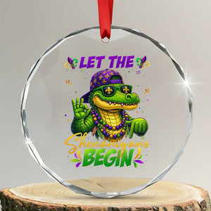 Let The Shenanigans Begin Mardi Gras 67 Meme Crystal Glass Ornament Funny Alligator Mardigator Six Seven TS11 Transparent Glass 3'' Circle Print Your Wear