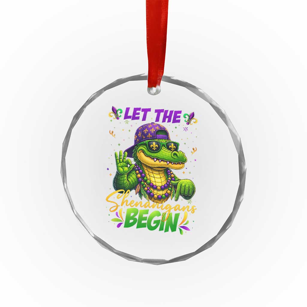 Let The Shenanigans Begin Mardi Gras 67 Meme Crystal Glass Ornament Funny Alligator Mardigator Six Seven TS11 Print Your Wear