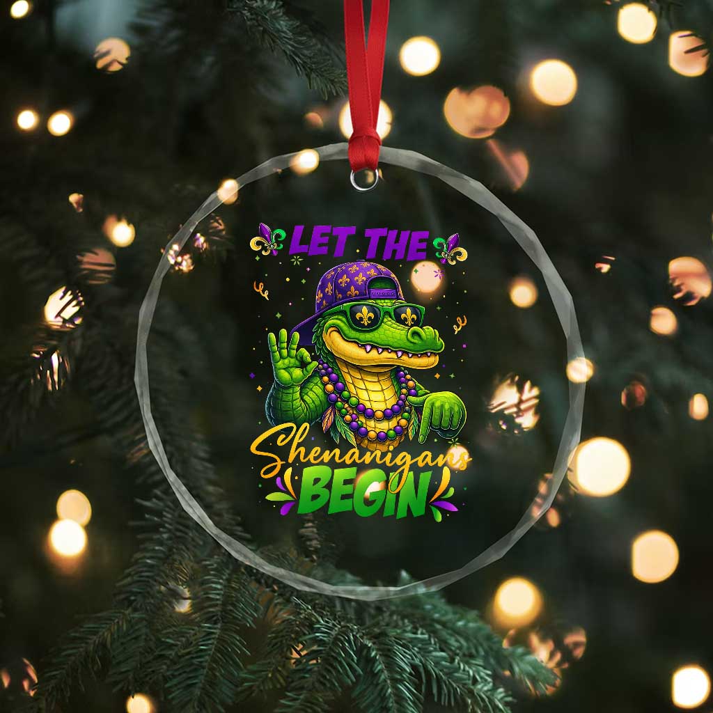 Let The Shenanigans Begin Mardi Gras 67 Meme Crystal Glass Ornament Funny Alligator Mardigator Six Seven TS11 Print Your Wear