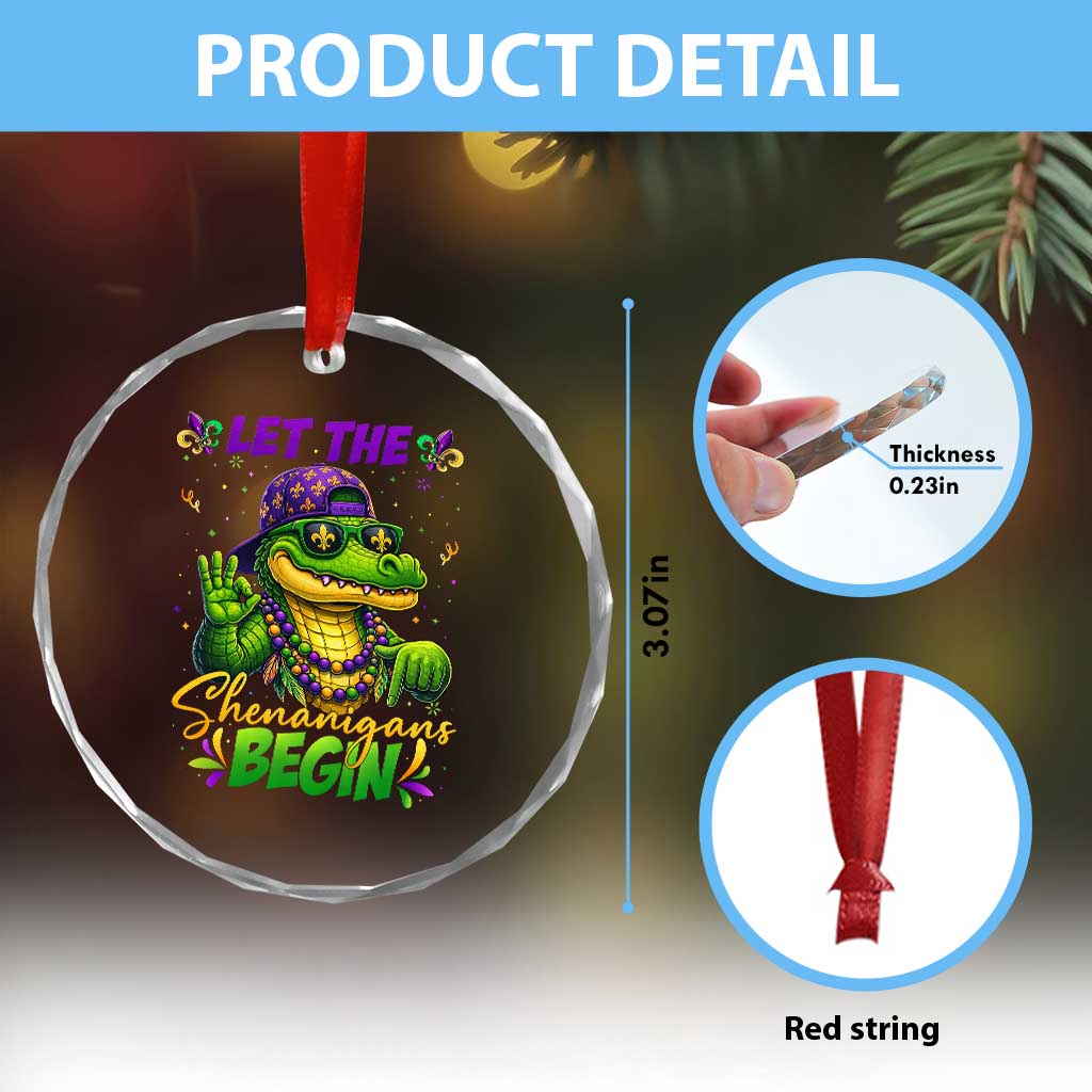 Let The Shenanigans Begin Mardi Gras 67 Meme Crystal Glass Ornament Funny Alligator Mardigator Six Seven TS11 Print Your Wear