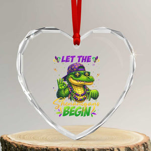 Let The Shenanigans Begin Mardi Gras 67 Meme Heart Crystal Glass Ornament Funny Alligator Mardigator Six Seven TS11 Transparent Glass 3'' Heart Print Your Wear